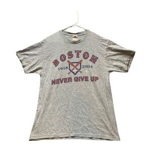 Vintage Boston Red Sox Shirt‎ Adult Large Gray MLB Baseball Sportswear 2004 Mens
